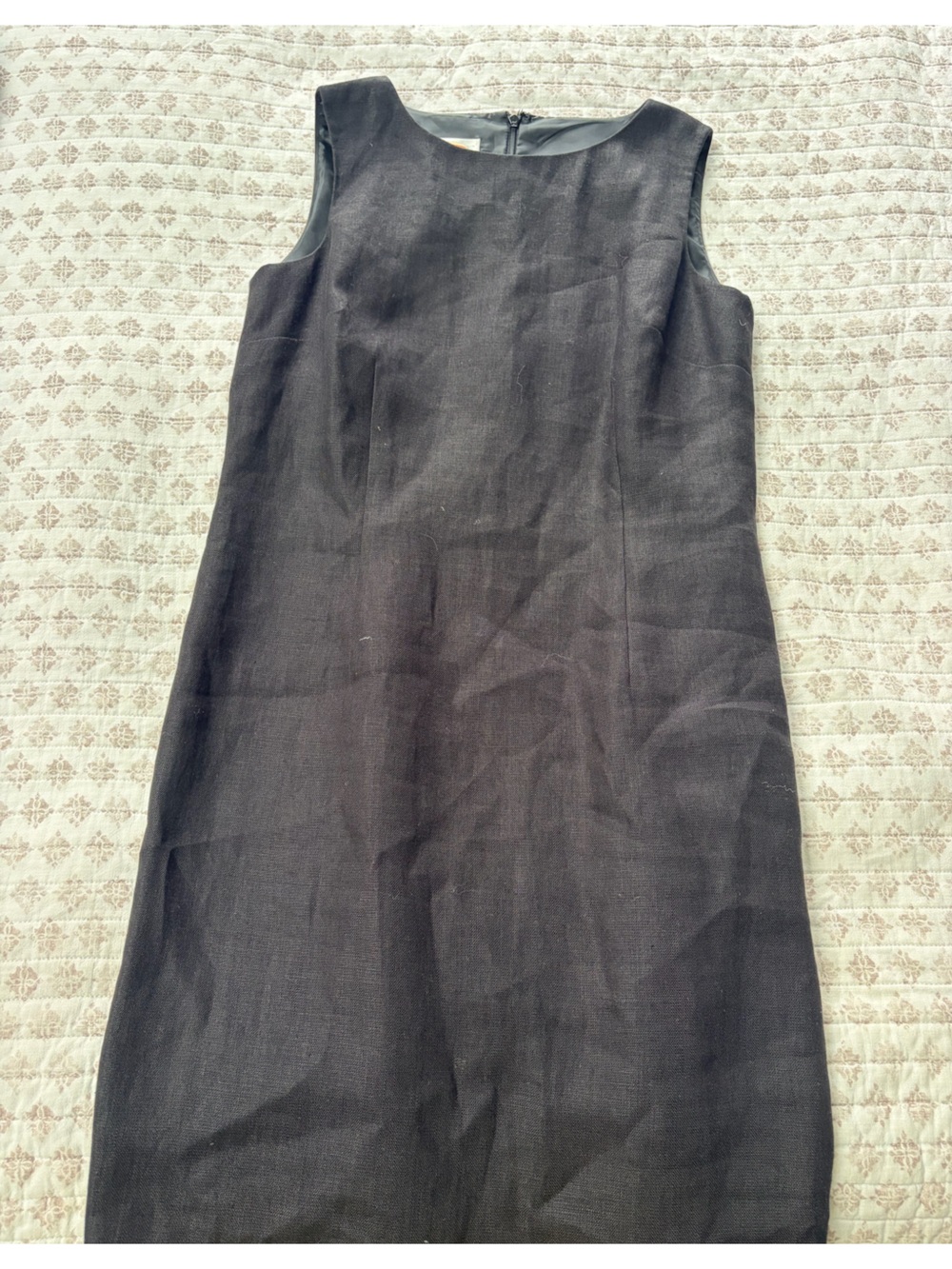 Vintage Talbots Black Irish Linen Sleeveless Sheath Dress